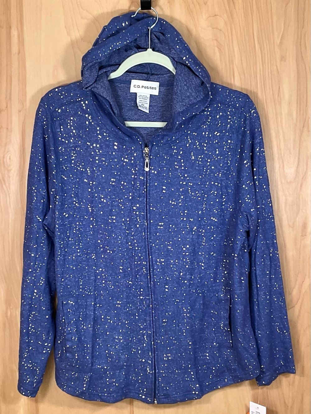C.D. Petites Hooded Zip up Cardigan - New with Tags